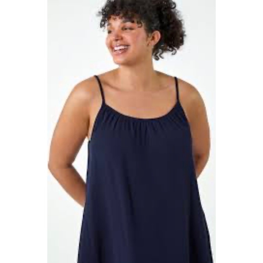 Millers Woman dark plum Midi Slip Dress Adjustable Straps Pleated Scoop Neck